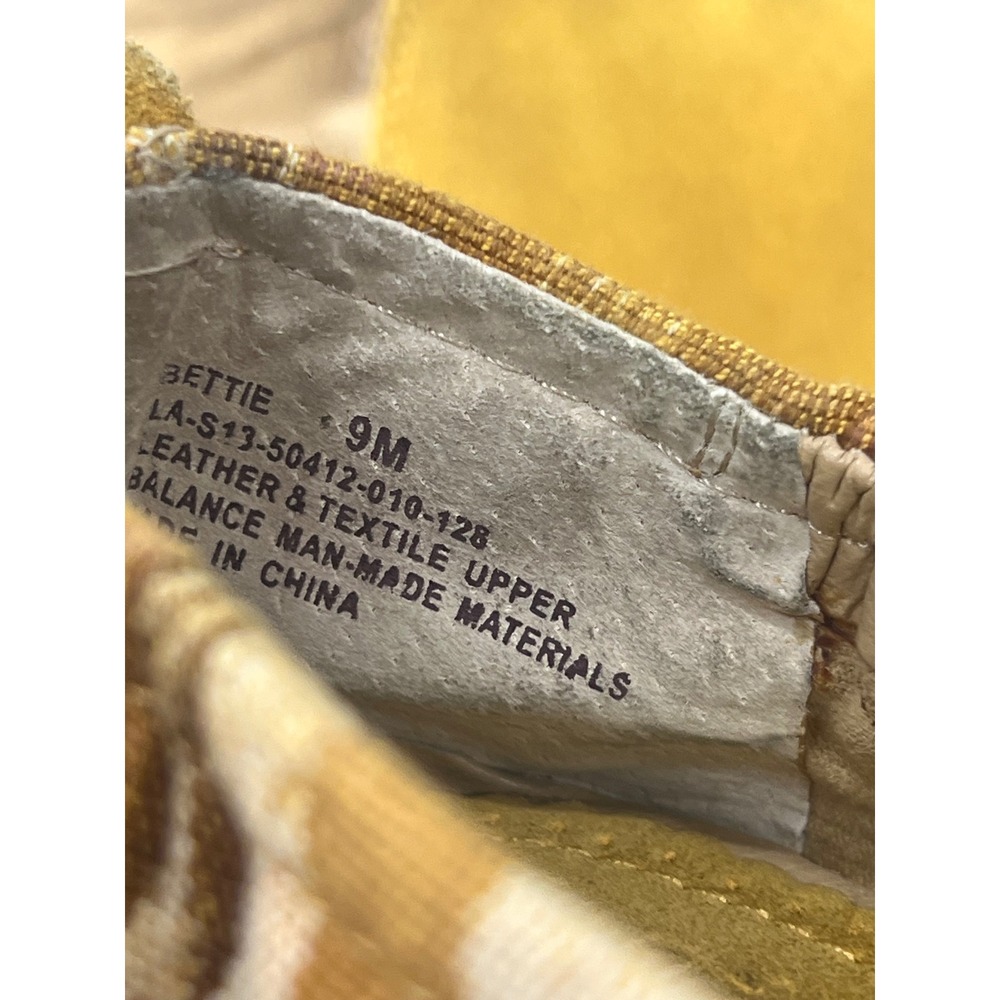 Laligo Bettie Mustard Yellow Suede Ikat Textile Ballet Flats Womens Size 9M - Picture 4 of 9